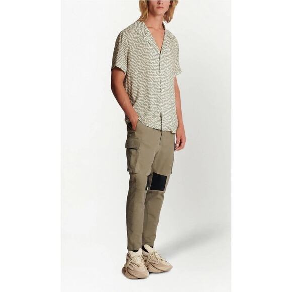 Balmain - Pyramid monogram Short Sleeve Shirt in Sage Green & White - Picture 6 of 6